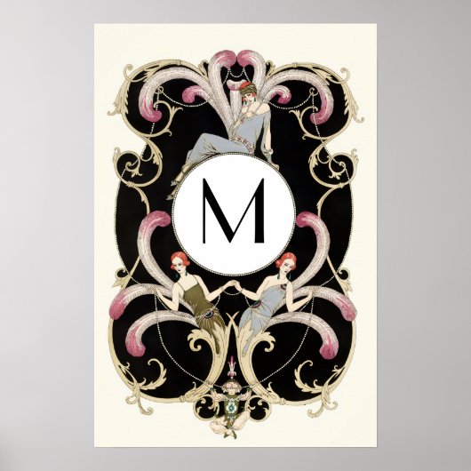 ART DECO FEATHERS , SCHÖNHEIT FASHION KOSTUME MONO POSTER (Vorne)