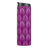 Art Deco-Feder-Muster, Amethystpurpur Thermosbecher (Nach rechts gedreht)