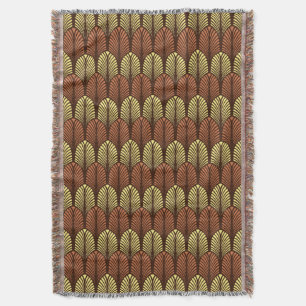 Art Deco-Feder-Muster, dunkelbraun und rostbraun Decke