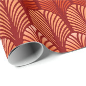 Art Deco-Feder-Muster, Mandarinorange Geschenkpapier (Rolleneckpunkt)
