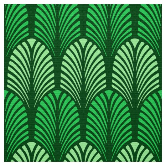 Art Deco-Feder-Muster, Smaragdgrün Stoff (Muster)
