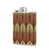 Art Deco Federmuster, Dunkelbraun und Rost Flachmann (Links)