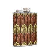 Art Deco Federmuster, Dunkelbraun und Rost Flachmann (Rechts)