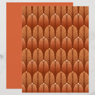 Art Deco Federmuster, Kupfer und Braun