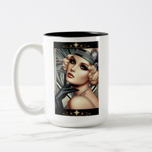Art Deco Femme Fatale Tasse (2 Töne schwarz) (Links)