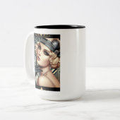 Art Deco Femme Fatale Tasse (2 Töne schwarz) (Vorderseite Links)