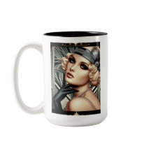 Art Deco Femme Fatale Tasse (2 Töne schwarz)