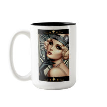 Art Deco Femme Fatale Tasse (2-tönig Schwarz)