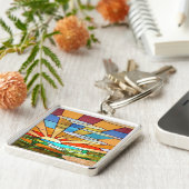 Art Deco: Festes Glas 1 Schlüsselanhänger (Seite)