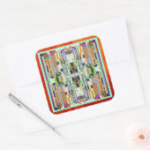 Art Deco: Festes Glas 2 Quadratischer Aufkleber (Umschlag)