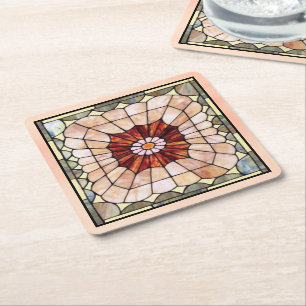 Art Deco: Festes Glas 2 Rechteckiger Pappuntersetzer