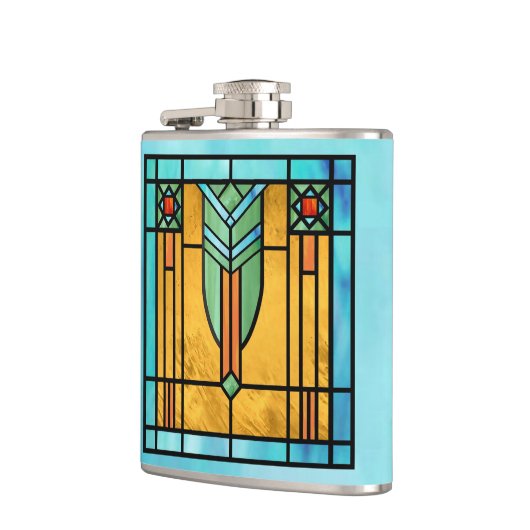 Art Deco: Festes Glas 3 Flachmann (Links)