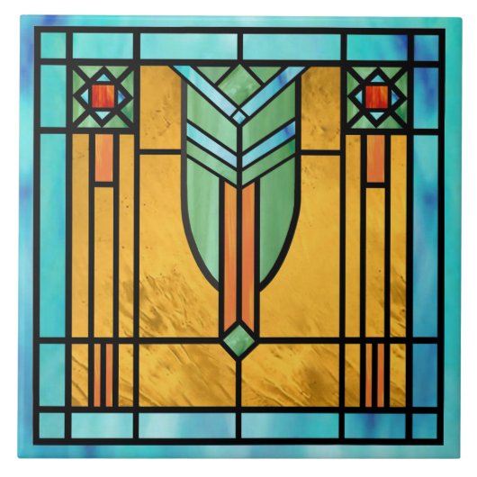 Art Deco: Festes Glas 3 Fliese (Vorderseite)