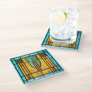Art Deco: Festes Glas 3 Glasuntersetzer