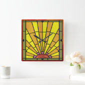 Art Deco: Festes Glas 3 Quadratische Wanduhr (Zuhause)