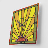 Art Deco: Festes Glas 3 Quadratische Wanduhr (Winkel)