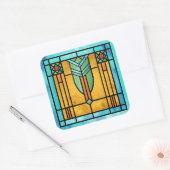 Art Deco: Festes Glas 3 Quadratischer Aufkleber (Umschlag)