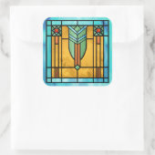 Art Deco: Festes Glas 3 Quadratischer Aufkleber (Tasche)