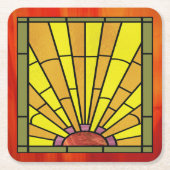 Art Deco: Festes Glas 3 Rechteckiger Pappuntersetzer (Vorderseite)