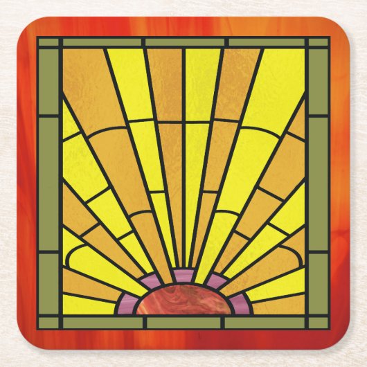 Art Deco: Festes Glas 3 Rechteckiger Pappuntersetzer (Vorderseite)