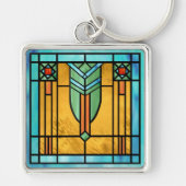 Art Deco: Festes Glas 3 Schlüsselanhänger (Vorne)