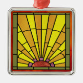 Art Deco: Festes Glas 3 Silbernes Ornament (Vorne)