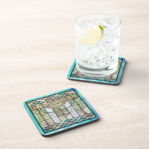 Art Deco: Festes Glas 4 Getränkeuntersetzer
