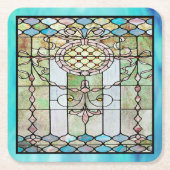 Art Deco: Festes Glas 4 Rechteckiger Pappuntersetzer (Vorderseite)