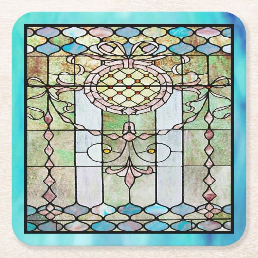 Art Deco: Festes Glas 4 Rechteckiger Pappuntersetzer (Vorderseite)