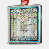 Art Deco: Festes Glas 4 Silbernes Ornament (Links)