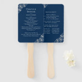 Art Deco Filigree | Navy Blue Silver Gray Program Fächer (Vorne und Hinten)