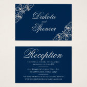 Art Deco Filigree | Silver and Navy Blue Empfang (Vorne & Hinten)