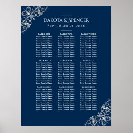 Art Deco Filigree | Silver Gray Navy Seekarte Poster