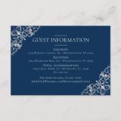 Art Deco Filigree | Silver Navy Blue Guest Details Begleitkarte (Vorderseite)