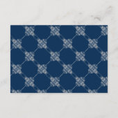 Art Deco Filigree | Silver Navy Blue Guest Details Begleitkarte (Rückseite)