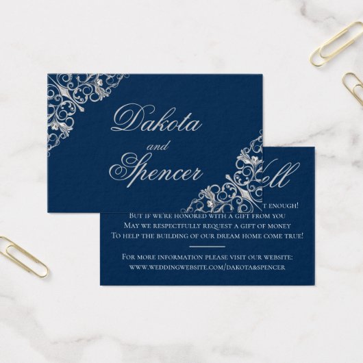 Art Deco Filigree | Silver Navy Blue wünscht gut (Büro)