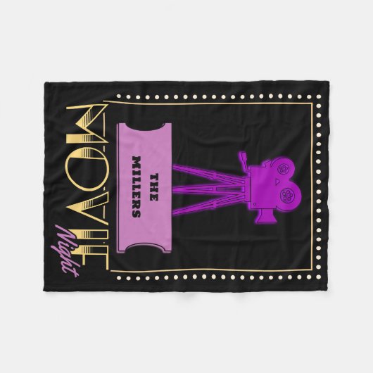 Art Deco Filmabend Personalisierter Familienname Fleecedecke (Vorderseite (Horizontal))