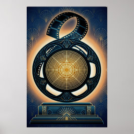 Art Deco Filmrolle Gold & Midnightblau Poster