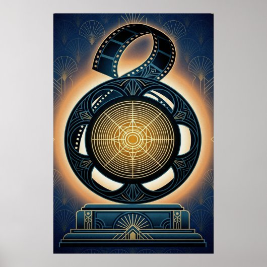 Art Deco Filmrolle Gold & Midnightblau Poster (Vorne)