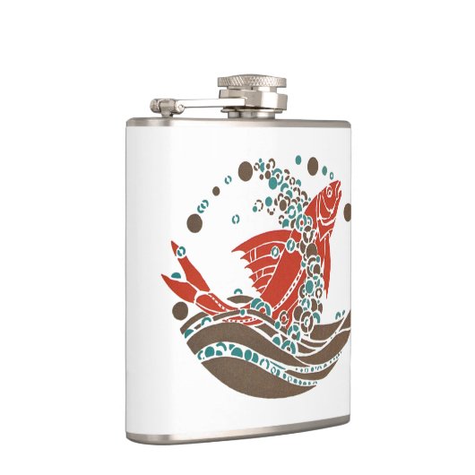 Art Deco Fisch mit Blasen Flachmann (Rechts)