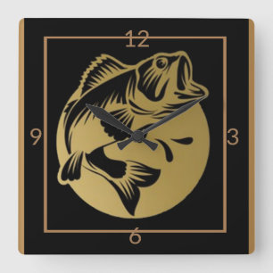 Art Deco Fish Art Quadratische Wanduhr
