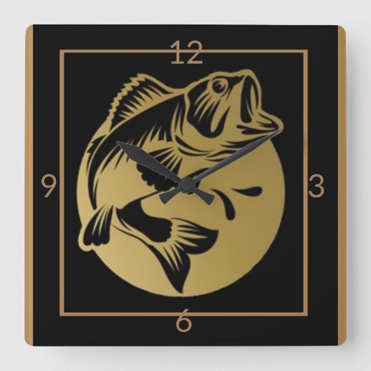 Art Deco Fish Art Quadratische Wanduhr (Vorderseite)