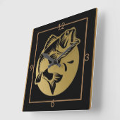 Art Deco Fish Art Quadratische Wanduhr (Winkel)