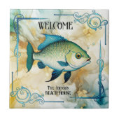 Art Deco Fish Ocean Beach House Keramik Tile Fliese (Vorderseite)