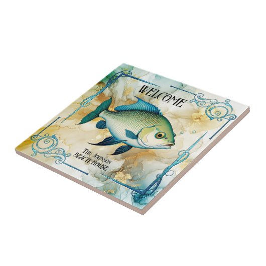 Art Deco Fish Ocean Beach House Keramik Tile Fliese (Seite)