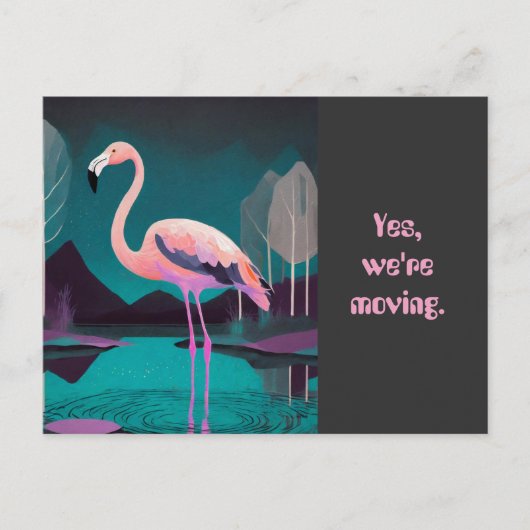 ART DECO FLAMINGO VERÄNDERUNG DER ADRESSE POSTCARD POSTKARTE (Vorderseite)