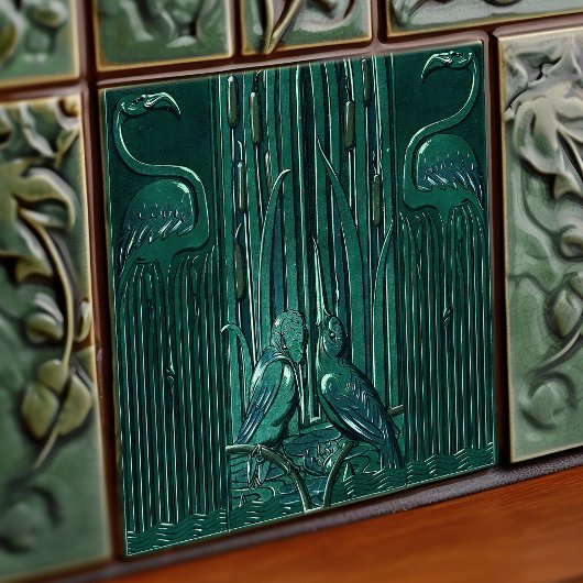 Art Deco Flamingo Wand Deco Fliese