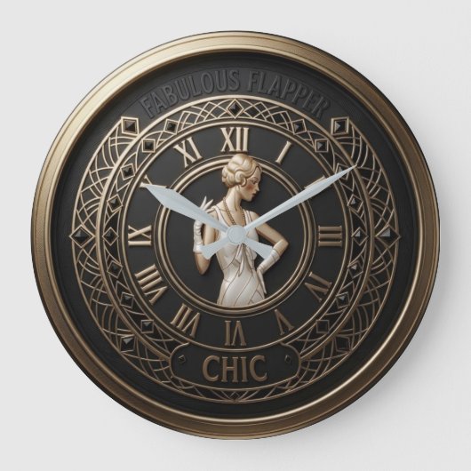 Art Deco Flapper Chic Große Wanduhr (Vorderseite)