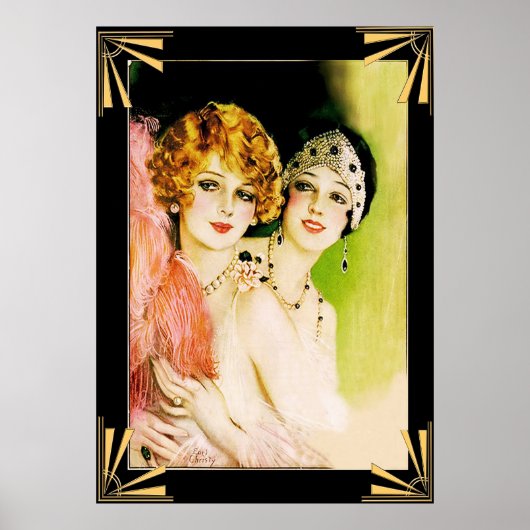 Art Deco Flapper Damen Poster. Poster (Vorne)