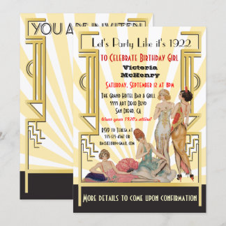 Art Deco Flapper Girl-Party Einladungen